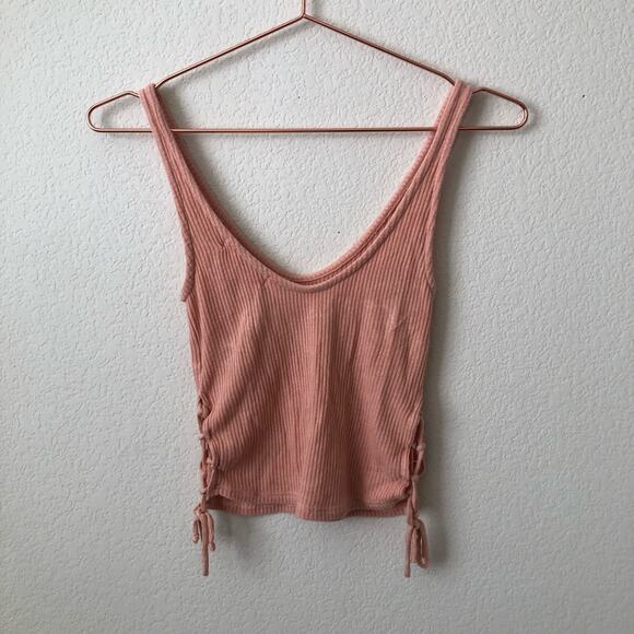 Project Social T x Urban Outfitters coral orange ribbed lace-up cropped tank - Picture 3 of 5